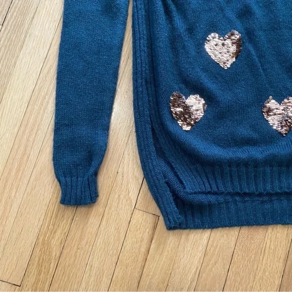 Lauren Conrad Crew Neck Gold Sequin Heart Sweater – Size XS - Picture 8 of 12